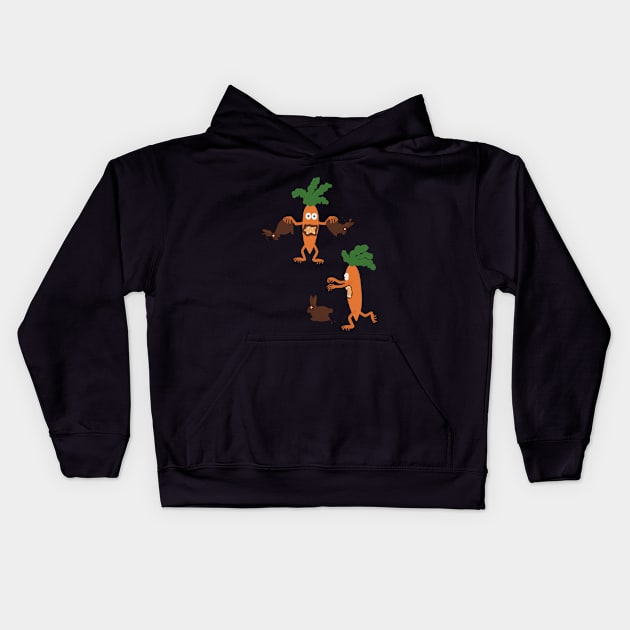 Easter zombie carrots attack Kids Hoodie by Improgism 